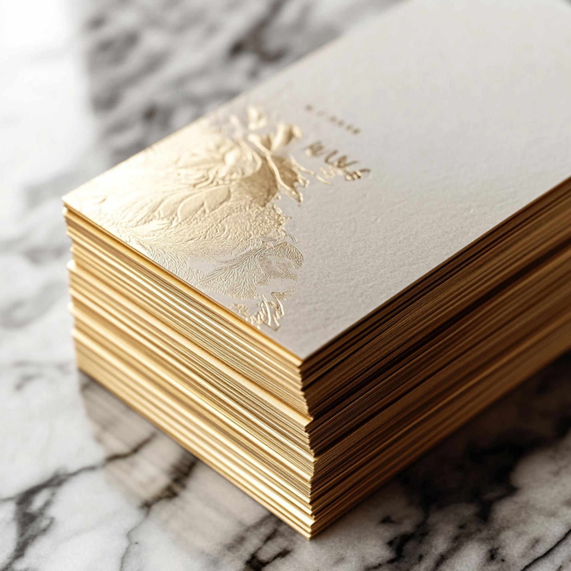 Stacked recipe booklets with gold emboss